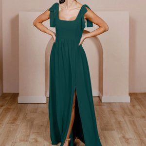 Revelry Classic Emerald Bowie Chiffon Dress